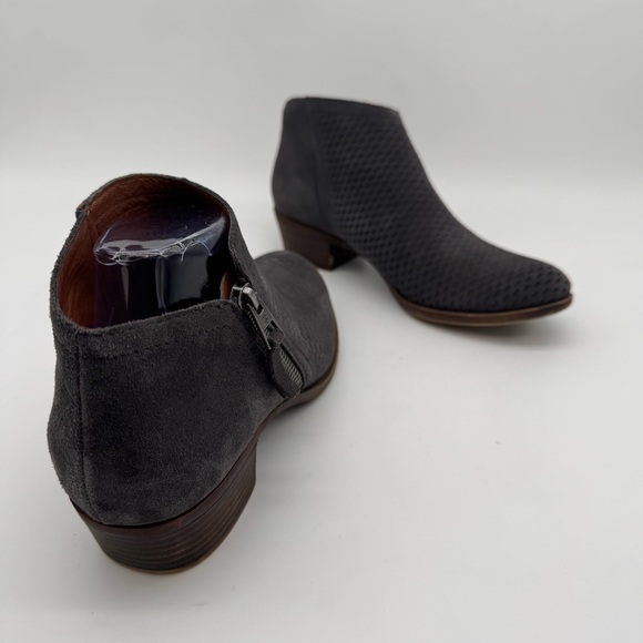 Lucky Brand Brielley Gray Suede Leather Perforated Ankle Bootie Size 9.5 M - Picture 11 of 11